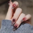 thumbnail image 4 of Uñas postizas francesas con diamantes de imitación, diseño de estrellas, purpurina, largas, para Ballet, juego de 24 piezas, 4 of 4