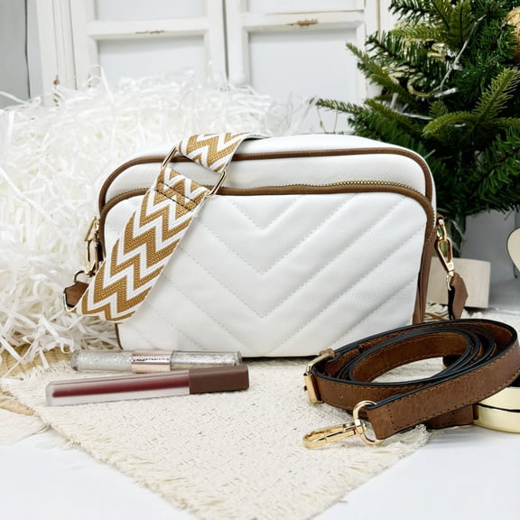 Small Crossbody Bags for Women PU Leather Travel Daily Bags With 2 Shoulder Strap Purse Zipper bag