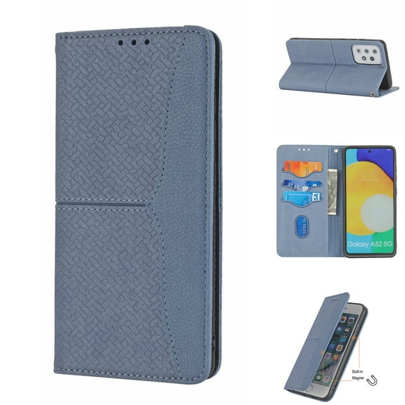 Allytech Case for Samsung Galaxy A52 4G/5G,PU Leather Folio Flip Wallet Case with Card Slots Magnetic Closure Kickstand Protective Phone Cover with Wrist Strap,Grey