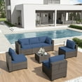 thumbnail image 6 of ALAULM 7 Piece Patio Furniture Sets, Outdoor Patio Sectional Outdoor Furniture Set, W/Coffee Table & Thick Cushions, Navy Blue, 6 of 9