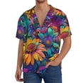 thumbnail image 1 of Balery Psychedelic Sunflowers Camisa Casual de Manga Corta con Botones para Hombre, Texturizada, Estilo Cubano, para Playa, Verano-XX-Large, 1 of 5