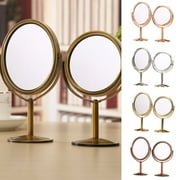 Hesroicy Portable 1:2 Magnifying Round Oval Double-Sided Cosmetic Makeup Stand Mirror