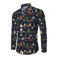thumbnail image 3 of Grianlook Mens Christmas Santa Claus Shirt Elk Snowflake Print Long Sleeve Dressy Shirt Xmas Party Cocktail Slim Tops, 3 of 4