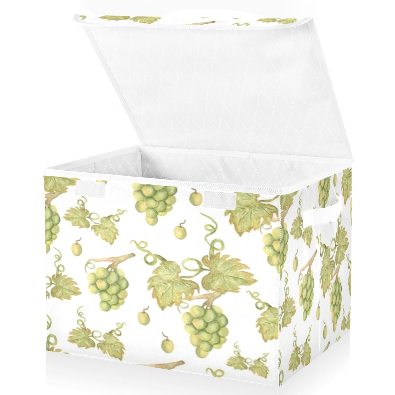 Green grapes leaf pattern background Large Toy Box Chest Storage with Flip-Top Lid, Collapsible Storage Boxes Container Bins for Toys, Playroom Organizers