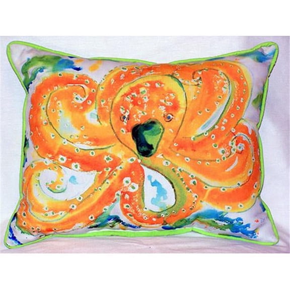 Betsy Drake HJ083 Orange Octopus Large Indoor-Outdoor Pillow 16 in. x 20 in.