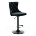 thumbnail image 3 of 360 Degree Swivel Bar Stools Set of 2 with Adjusatble Height, Modern Velvet Upholstered Swivel Chair with Tufted Backrest & 17.7 inch Base for Home, Pub, Office, Black, 3 of 8