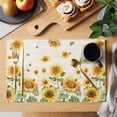 thumbnail image 2 of Yellow Sunflower Placemats Set of 8 Vintage Country Bee Farmhouse Floral Place Mats Indoor Wipeable Table Mats Washable Cloth Dining Table Placemats for Kitchen Holiday Party Home Decor 13x19 Inch, 2 of 9