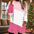 thumbnail image 2 of ZUKMRJPC Women's Flannel Sweatshirts Winter Warm Fleece Round Neck Fashion Color Block Long Pullover Soft Comfy Casual Tops with Pocket, 2 of 8