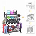 thumbnail image 4 of Rack para Mancuernas de Gimnasio en Casa, Soporte para Colchonetas de Yoga, Almacenamiento con Ganchos Y Ruedas, Todo en Uno para Gimnasio, 4 of 7