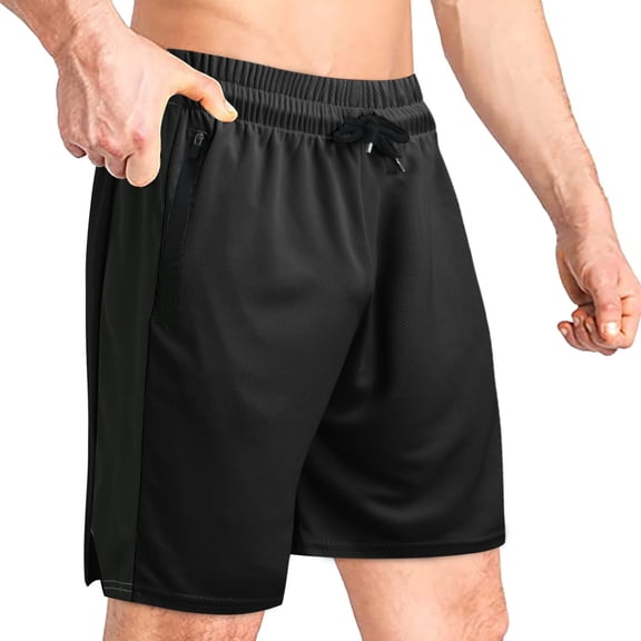 Lisingtool Mens Shorts Summer Men'S Sports Fitness Breathable Wicking Mesh Cloth Color Matching Shorts Mens Shorts Black
