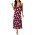 thumbnail image 2 of Vestido de pijama para mujer Inspire Chic con tirantes de espagueti, escote redondo, espalda cruzada, camisón largo, S, corazón rojo, 2 of 6