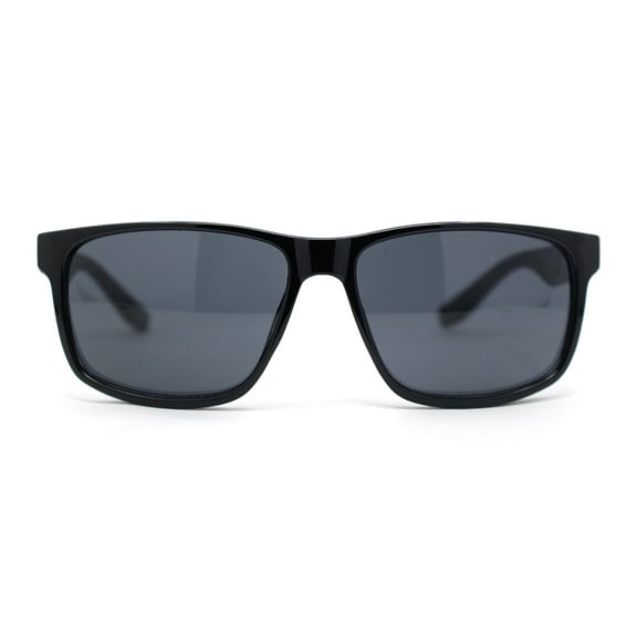 Classic Mens Sport Horn Rim Plastic Rectangular Sunglasses Shiny Black - Black