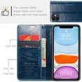 thumbnail image 6 of Leather Case for iPhone 11 Card Slot Folio Flip Wallet Case for iPhone 11 Premium PU Magnetic Kickstand Cover Soft TPU Inner Case Blue, 6 of 14