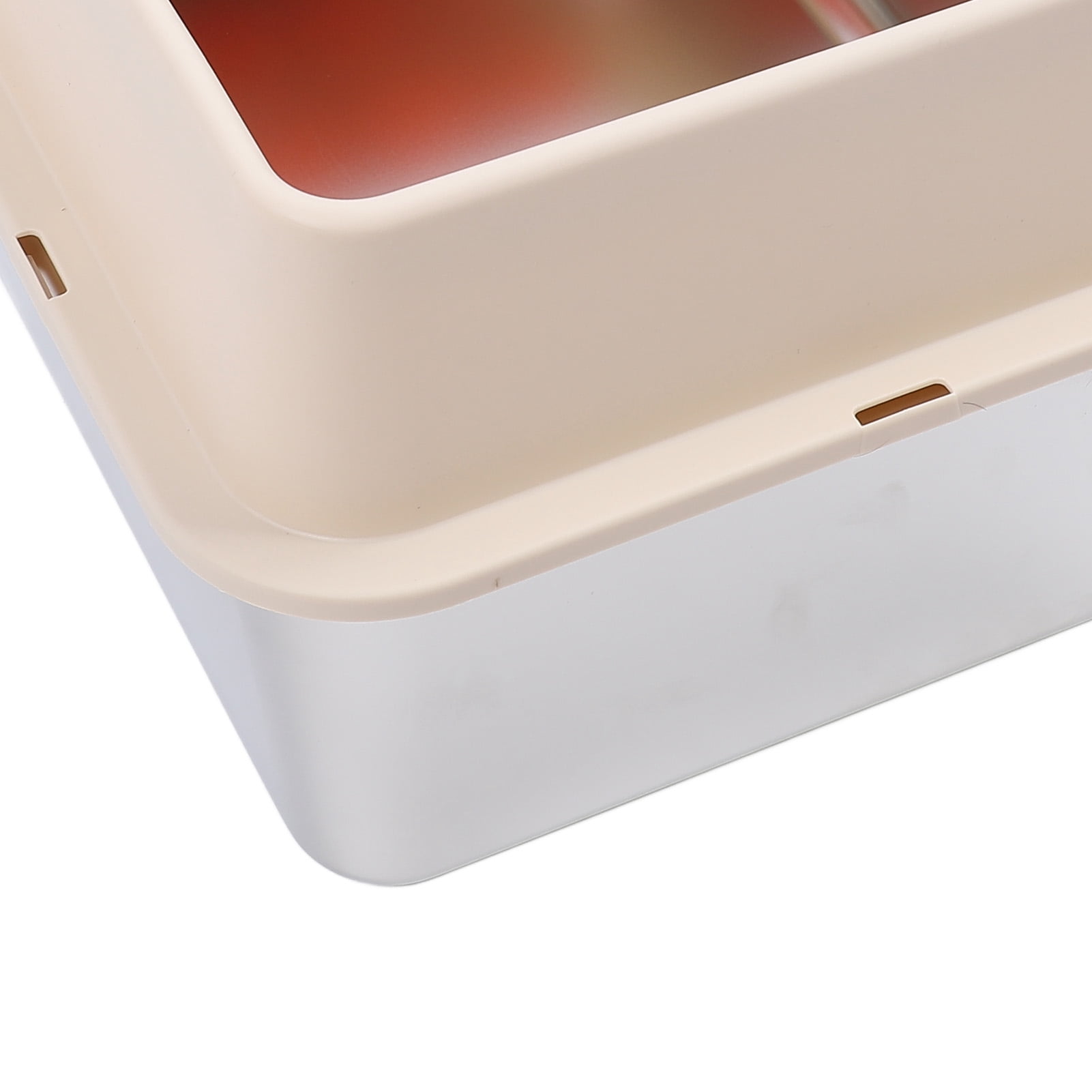BOKYAN Large Metal Cat Litter Box Stainless Steel High Sided Anti Splashing Kitty Tray with Pedal Filter Khaki 20 inches / 51 cm