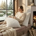 thumbnail image 2 of DaDa Bedding Luxury White Roses Swirls Faux Fur Euro Cushion Throw Pillow Cover (K11), 2 of 5