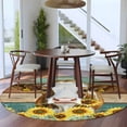 thumbnail image 4 of Round Rugs 7 Ft, Farmhouse Cow Non Slip Area Rugs for Kitchen Bedroom Entryway, Vintage Country Sunflower Teal Brown Wooden Washable Carpet Runner Rug Floor Mats for Bedroom Home Decor, 4 of 9