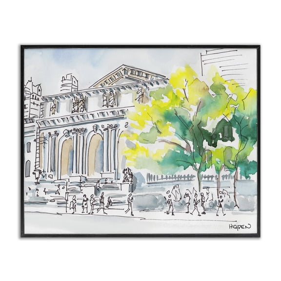 Stupell Industries Rustic Lodge Classic City Architecture Watercolor Landscape Black Framed Giclee Art, 14 x 11, by Mark Higden