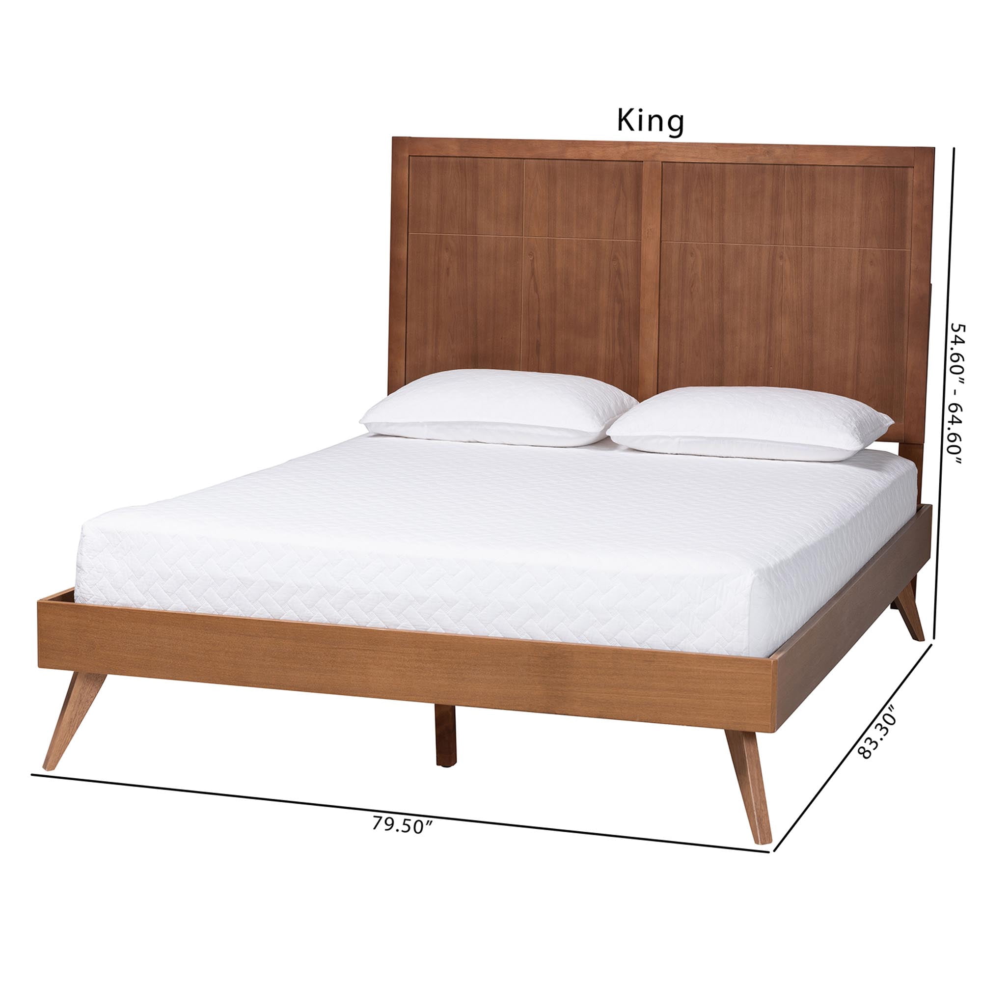 Baxton Studio Noela Mid-Century Platform Bed, King, Ash Walnut