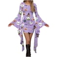 thumbnail image 1 of BaoFuBaoMei Womens Dresses for Halloween Plus Size Crew Neck Long Flared Sleeve Halloween Cute Cat Print Dresses Irregular Hem Bodycon Party Dresses, 1 of 3