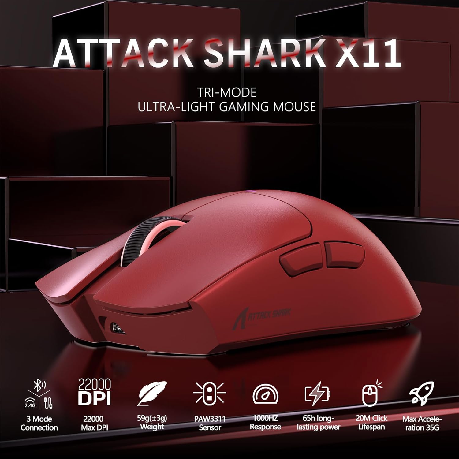 Attack shark x11 ultra レッド X11 SHARK ATTACK ultra x11 RGB