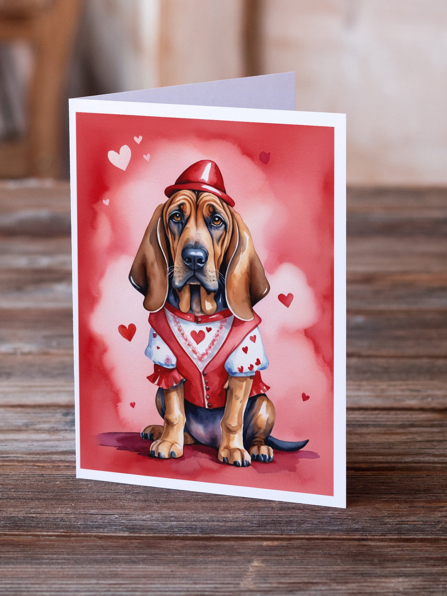 Bloodhound My Valentine Greeting Cards Pack of 8 7 in x 5 in
