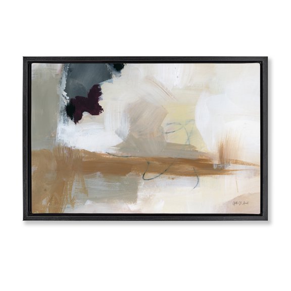 Stupell Industries Contemporary Bluster Tan Abstract Black Floating Frame Canvas Art, 25 x 17, by Yvette St. Amant