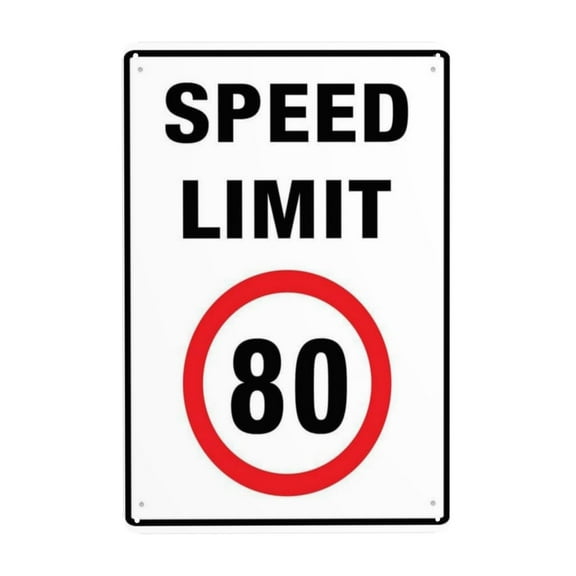 Speed Limit 80 Sign Tin Sign Warning Metal Sign Vintage Sign Wall Decor for Home Farm Bar Coffee Shop Club Decoration 8x12 Inch