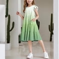 thumbnail image 4 of Lutiedan Girls Summer Dresses Ruffled Sleeve Casual Holiday Skate Twirl Dress Color Block Smocked Elastic Waist Tiered Midi Dress for 4-14 Years, 4 of 8