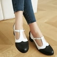 thumbnail image 5 of IUJSOY Heels for Women Vintage Cap Toe T-Strap Dress Pumps Shoes Casual Block Heeled Oxford Shoes, 5 of 7