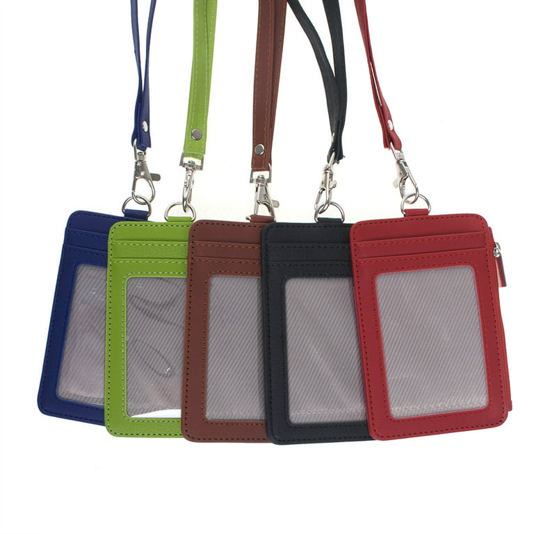  1 Pc Badge Holder with Zip, Slim Double Sided PU