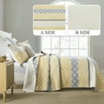 thumbnail image 2 of SahSahCasa Queen Size Quilt Set - 100% Cotton Farmhouse Floral Queen Quilt Set, Lightweight Quilted Bedspread Reversible Comforter, Yellow Grey Quilt Bedding Set All Season, 3 Pieces, 2 of 7