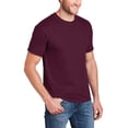 thumbnail image 3 of Hanes Men’s Beefy-T Heavyweight Cotton Crew Neck T-Shirt, Short Sleeve, Maroon, 1-Pack, S-3XL, 3 of 5