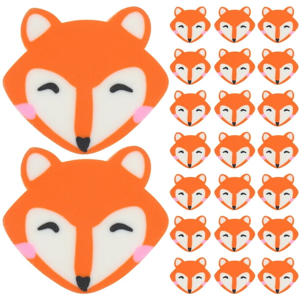 50 gomas de borrar delicadas y portátiles con forma de zorro. Gomas de borrar creativas para lápiz. Accesorio de papelería.