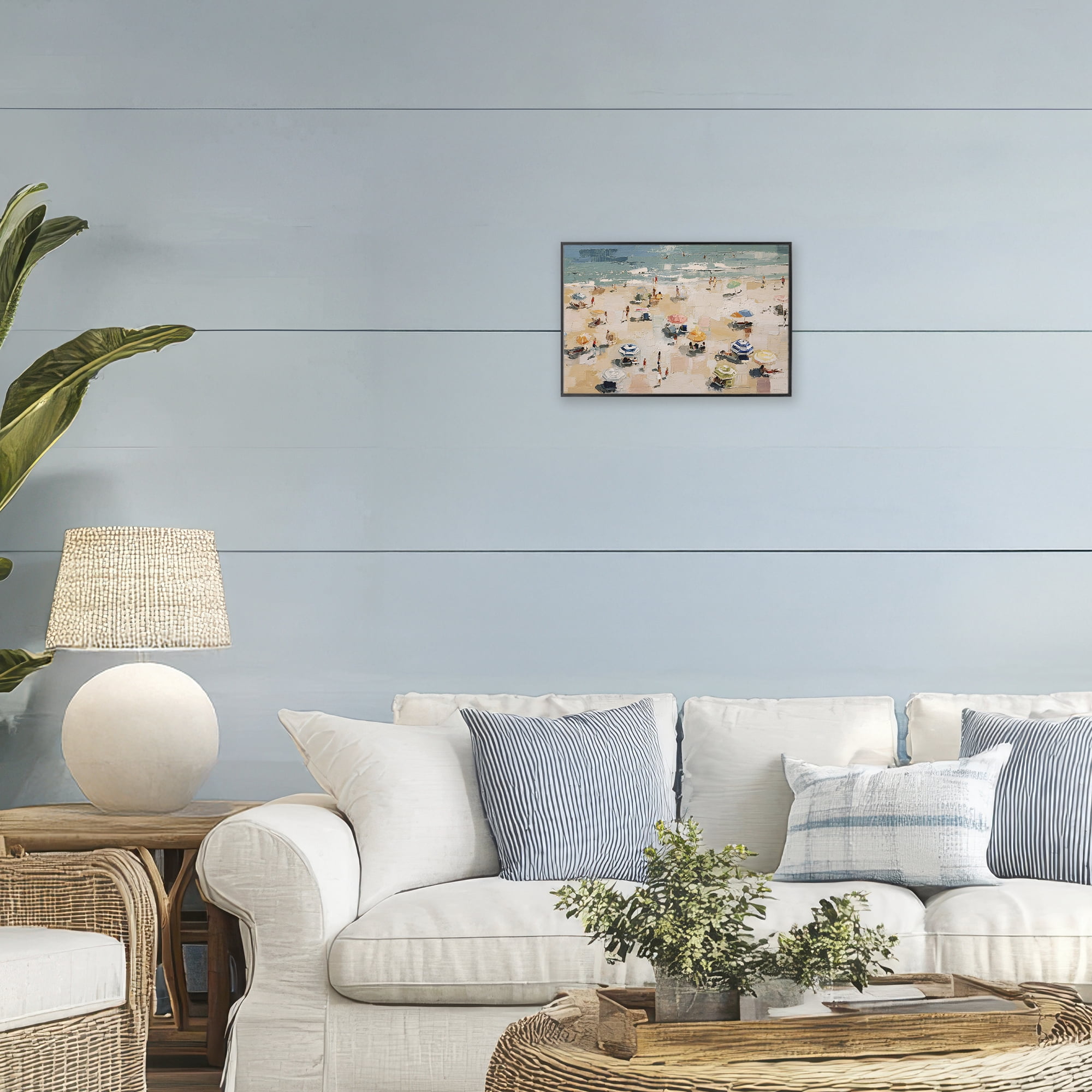 Stupell Industries Summer Beachgoers Expression Black Framed Giclee Art, design by Jacky Ngan
