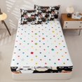 thumbnail image 4 of Manfei Funny Kitten Zipper Twin Comforter Sets with Fitted Sheet and 2 Pillowcases, Kawaii Cartoon Pet Zipper Bedding Set, Black White, Polkadot Reversible, 4 Pieces, 4 of 7