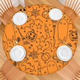 thumbnail image 2 of festive Halloween Pumpkin Elastic Round Tablecover - 44 Inch Fitted Design for Kitchen Dining Table Party Supplies, 2 of 6