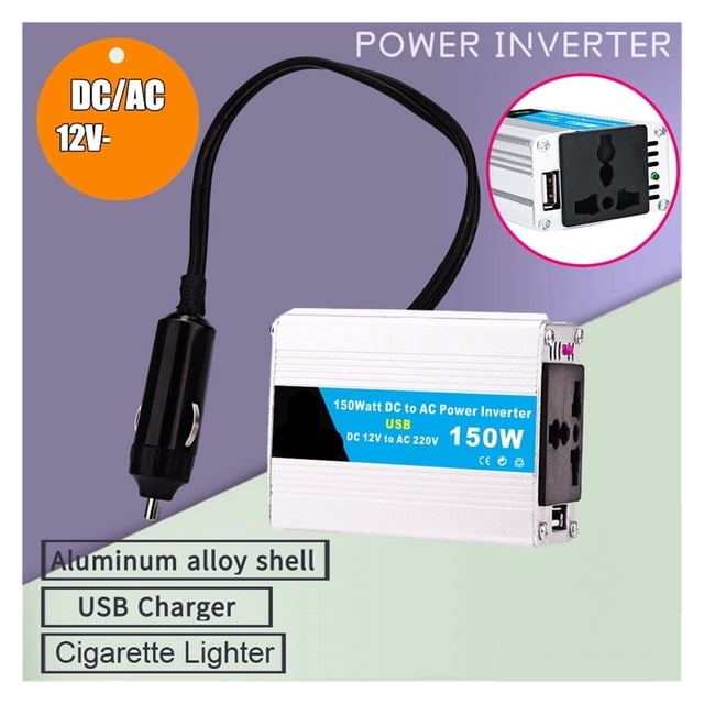 Inverter 12VDC To AC150W200W250W Car Cigarette Lighter Inverter With USB, Fast Charging ,Easy to Use