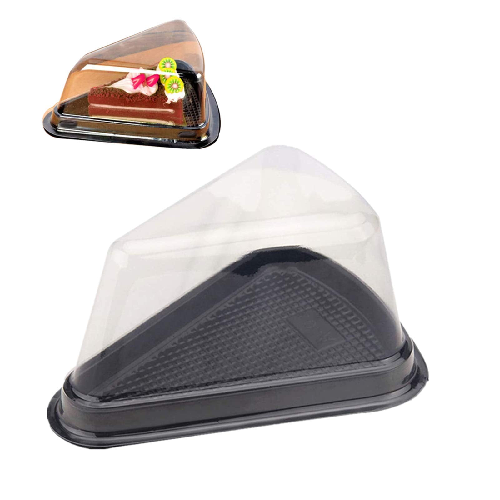 50Pack Cake Slice Containers with Stickers Clear Plastic Cheesecake