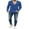 thumbnail image 2 of Solid Color V Neck Sweater for Men with Long Sleeves and Ribbed Knit Pullover, 2 of 5