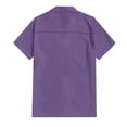 thumbnail image 4 of Huresd Mens Short Sleeve Button Down Shirts Linen Cotton Cuban Shirts Lighweight Turndown Collar Purple Shirt for Men XL, 4 of 4