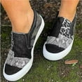 thumbnail image 4 of KAQ Women's Casual Animal Print Canvas Slip-On Flats - Raw Edge Pieced Design, Orthopedic Comfort, Low-Top Platform Sneaker Style, 4 of 9