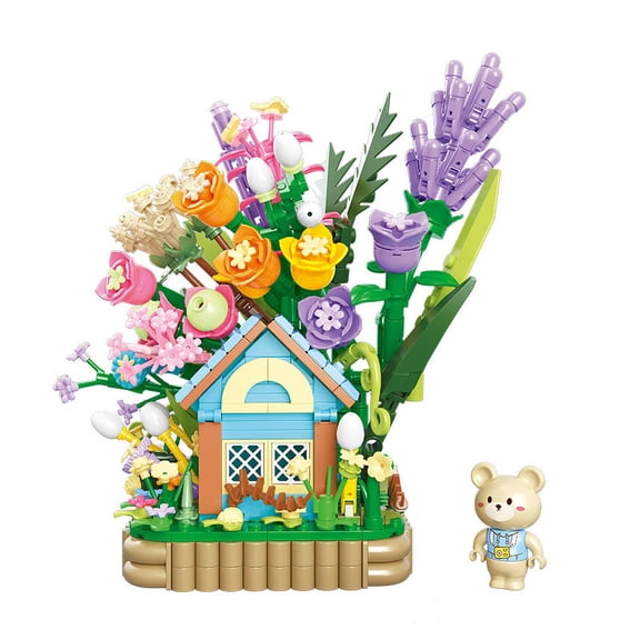 800Pcs Bear Forest Cabin Building Blocks Set with LED Light, DIY Fairy Tale House Model, Creative Gift for Christmas Birthday