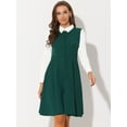 thumbnail image 3 of INSPIRE CHIC Robe Chemise de Travail pour Femme à Boutons devant, Manches Longues, Col Contrastant, Petite, Vert, 3 of 5