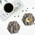 thumbnail image 5 of Pofeuu Wooden Texture Print Leather Coasters Set of 6, Round Cups Mugs Mat Pad for Home Kitchen Heat Resistant Drink Coasters,Hexagon, 5 of 7