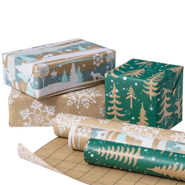 Juego de papel kraft navideño RUSPEPA de 43 x 3 rollos