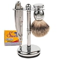 thumbnail image 1 of Parker SR1 Straight Razor Set - Includes 100% Pure Badger Brush, Deluxe Chrome Shave Stand, Parker SR1 Shavette Razor and 100 Parker Premium Half Razor Blades, 1 of 5