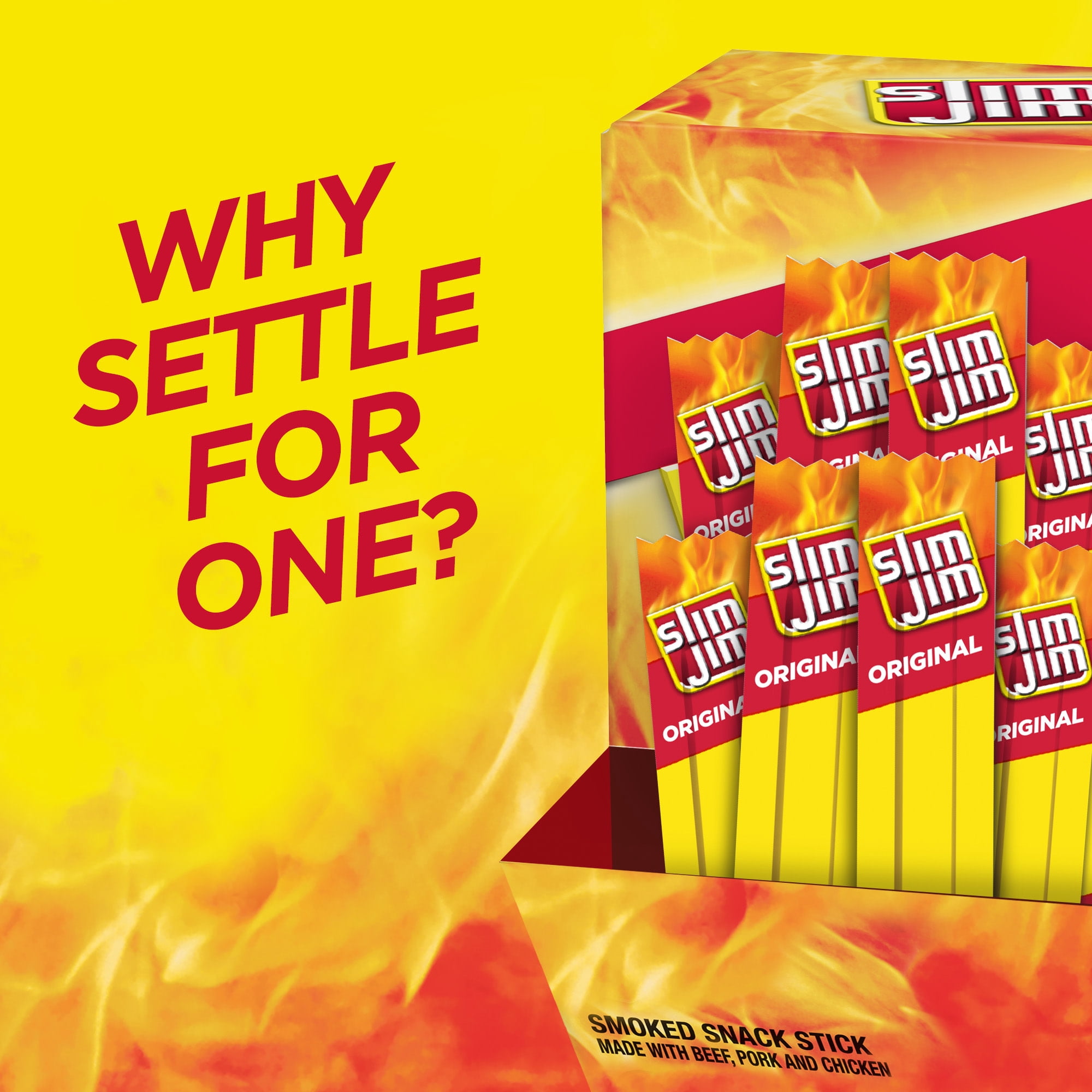 (4 pack) Slim Jim Smoked Meat Sticks, Original Flavor, 6g Protein Per Serving, Snack Size, 0.28 oz., 46-Count (Pack of 4)