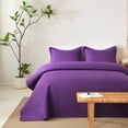 thumbnail image 4 of 3 PCS Solid Color Ultrasonic Lightweight Quilt Bedspread Set, Breathable Bed Cover, Modern All Season Bedding, 4 of 7