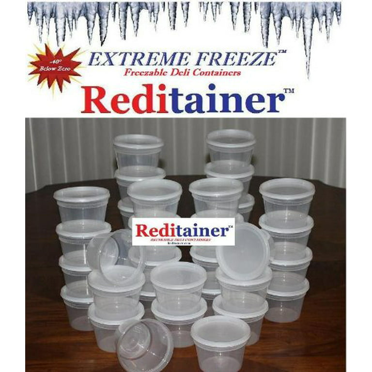 Extreme Freeze Reditainer 64 oz. Freezeable Deli Food Containers w/ Lids -  Package of 8 - Food Storage