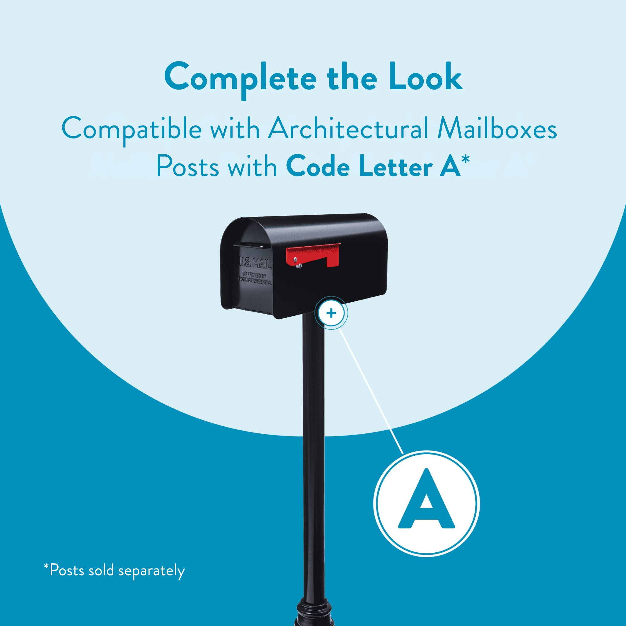 Architectural Mailboxes Ironside Galvanized Steel, Large, Post-Mount Mailbox in Black